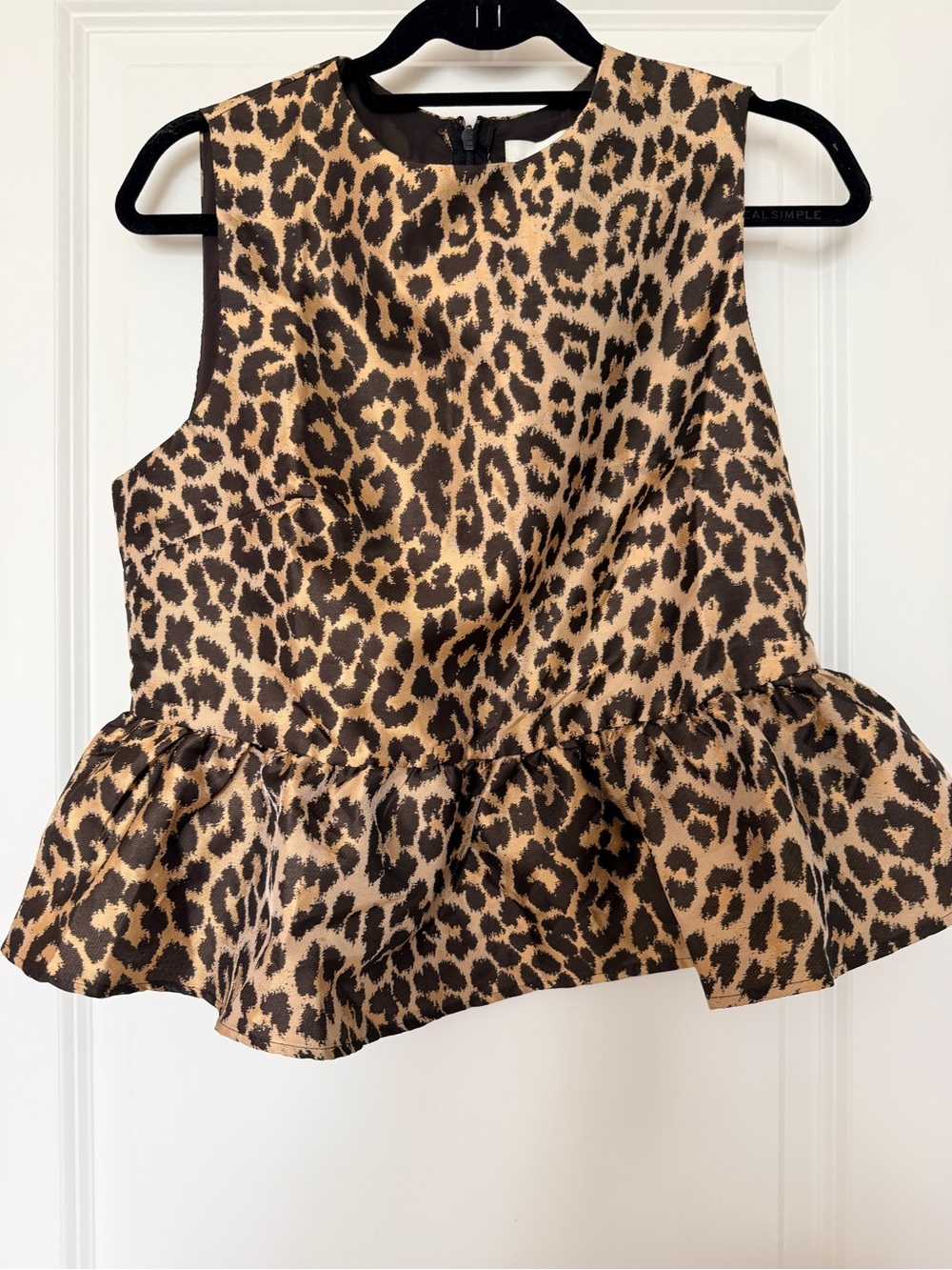 H&M Sleeveless Leopard Print Peplum Top - Tan/Black - Picture 7 of 9